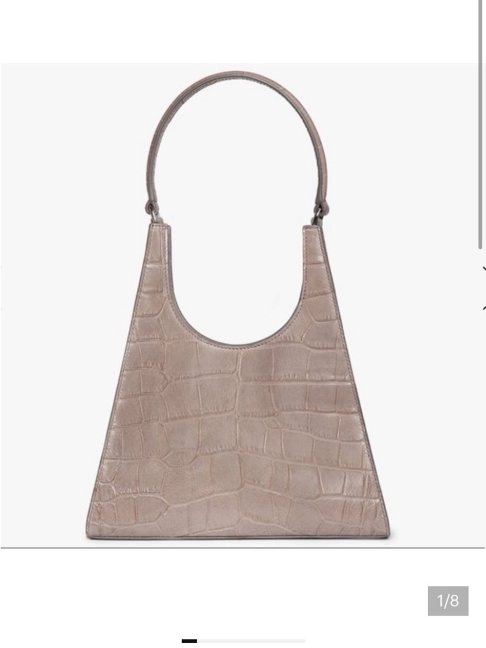 STAUD Croc-Embossed Taupe Leather Shoulder Bag - Picture 5 of 7